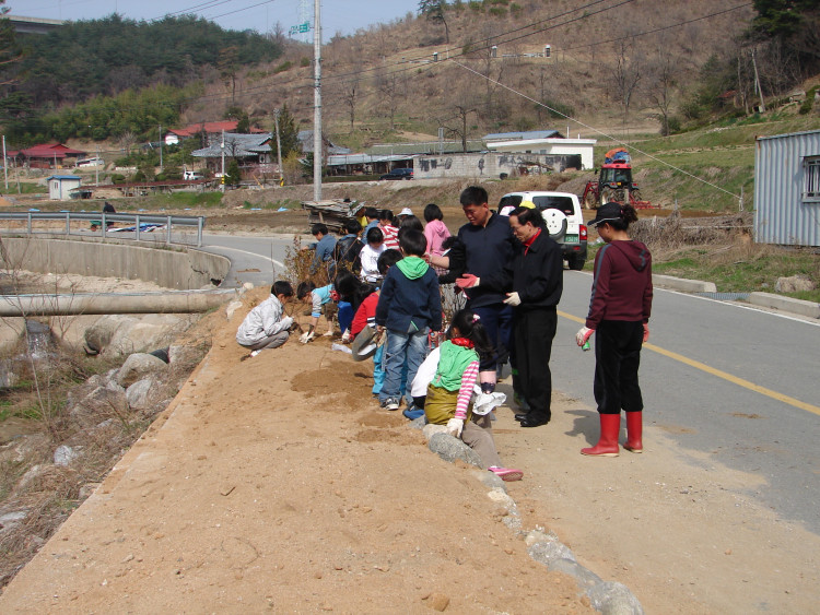 나무심는 교육도 받고 이름도 외우면서 사진도 찍고