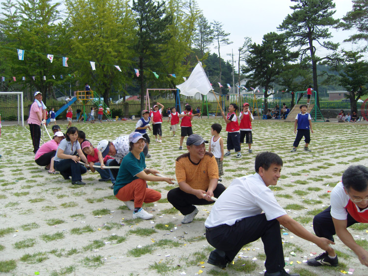 전체가 함께 한는 가을 운동회 줄다리기 입니다.