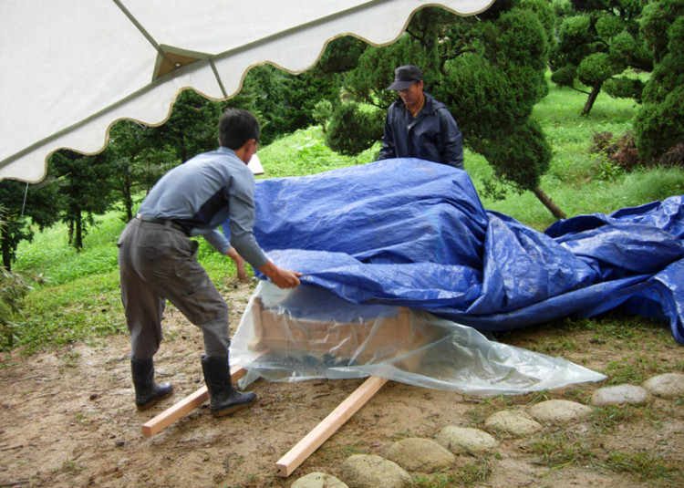 영좌놀이에 쓰일 영좌(비가오는 관계로 천막으로...)